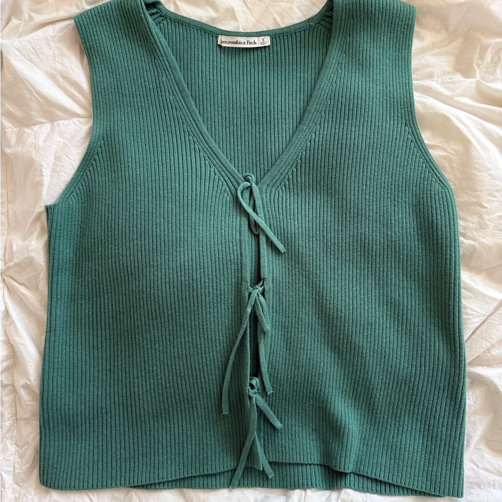 Abercrombie & Fitch Teal Ribbed Tie-Front Tank Top